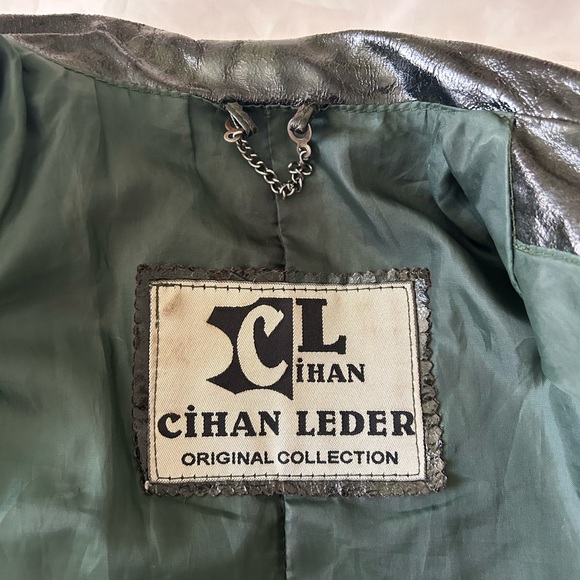 CIHAN LEDER Original Collection Vintage Patent Snakeskin Genuine Leather Jacket - Picture 7 of 12